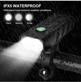 Resim Havana 1000 Lümen Usb Şarjlı Bisiklet Ön Far Işık Fener Siyah 