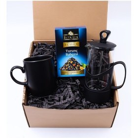 Resim French Press & Siyah Kupa & Beta Tea Turunç Bahçesi Çayı Hediye S 