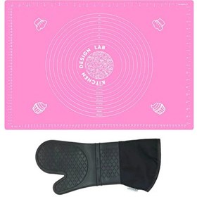 Resim Kitchen Design Lab 45x65 CM Silikon Hamur Açma Matı Ve Gri Silikon Yanmaz Mutfak Fırın Eldiveni 2 Li Set 