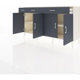 Resim Kronos Konsol 4 Raflı 3 Çekmeceli 4 Kapaklı 176x59x99 Aytaşı-antrasit Antrasıt - Aytası 