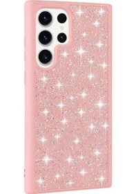 Resim Galaxy Uyumlu S23 Ultra Uyumlu Parlak Taşlı Tasarım Pırlanta Tchs Kılıf-pembe Pembe 