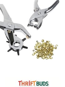 Resim Thriftbuds Premium 6 Farklı Başlık Uçlu Delgeç Pratik Kemer Perçin Delme Pensesi İkili Set Plastik Deri Delici 