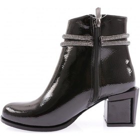 Resim Dgn 890-22k Kadin Simli İp Detayli Topuklu Bot 890-1922-R1645 Siyah Rugan 