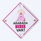 Resim BUTİKPLAKA Akın Otomotiv/dikkat Arabada Bebek Var/pleksi Ikaz Levhası 15x15 Cm/emzikli Kız Bebek 