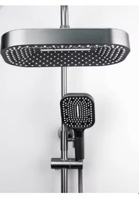 Resim Lüks Siyah-krom Yağmurlama Tepe Duş Seti Siyah 