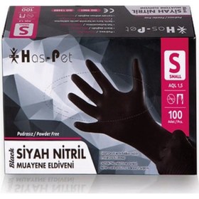 Resim 1 Adet S Beden Siyah Nitril Eldiven 100'lü Paket Siyah Eldiven 