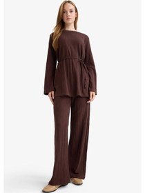 Resim Defacto Wide Leg Geniş Bol Paça Pantolon F6368ax25aubn328 Kahve 