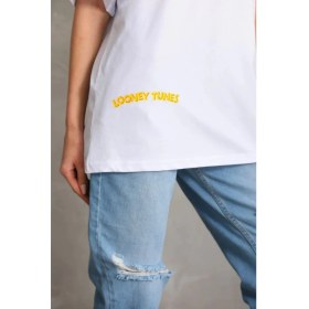 Resim Marsilyan Baskılı Oversize T-Shirt - Beyaz - 