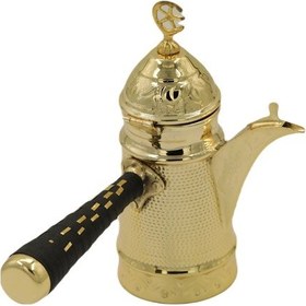 Resim Sarı Bakır Dövme İşlemeli Mırra Cezve 20 Cm 