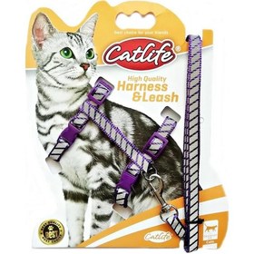 Resim Catlife Gece Parlayan Gezdirme Kedi Göğüs Tasması Seti Mor 110 CM 
