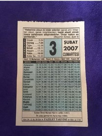 Resim 3 Şubat 2007 Takvim Yaprağı - Nostalji Koleksiyonluk Takvim Yaprağı 