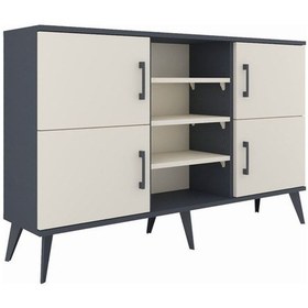 Resim Arges Konsol 5 Raflı 4 Kapaklı 132x30x83 Antrasit-aytaşı/aytaşı Aytaşı/aytaşı 