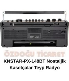 Resim Kahverengi Nostaljik Teyp Kasetçalar KNSTAR-PX-148BT, Retro ve Şık Tasarım 