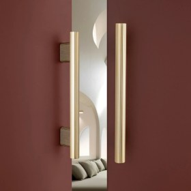 Resim System 9772 Silindir Çizgili Çekme/sürgü Kapı Kolu Altın Saten Renk 49 cm (Iki Delik Arası Mesafe) 