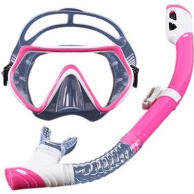 Resim Youtek Geniş Görüş Açılı Tam Kuru Dalış Maskesi Ve Nefes Borusu Seti - Yumuşak Silikon Pembe 