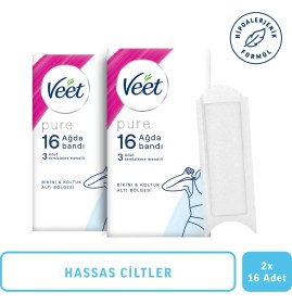 Resim Veet Pure Hipoalerjenik Ağda Bandı 16'lı x 2 Bikini & Koltuk Altı Bölgesi İçin Hassas Ciltler 