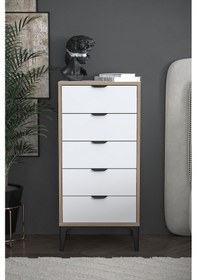 Resim Sarmobi Arden 5 Çekmeceli Şifonyer , Çamaşırlık Beyaz 