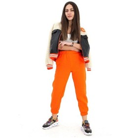 Resim Beli Ve Paçası Lastikli Yüksek Bel Üç İplik Eşofman Altı - Oranj-oranj Oranj 