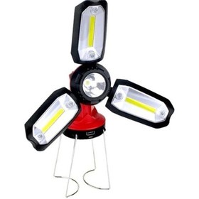 Resim P-8801 Şarjlı Katlanabilir 3xcob Led+ 3w Led Çok Fonksiyonlu Kamp Feneri 