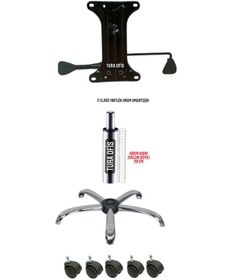 Resim Turaofis Yıldız Ayak+5 Adet Tekerlek+100Lük Amortisör+Çift Kollu Mekani... 