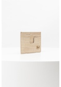 Resim Bayderi Owpi Kroko Deri Minimal Unisex Kartlık Krem 