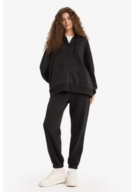 Resim DeFacto Standart Fit Kalın Jogger Eşofman Altı Bel Paça Lastikli Basic Düz Uzun Boy S7370AZ24WNBK81 