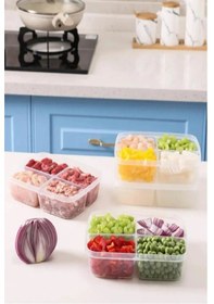 Resim 4 Bölmeli Kapaklı Saklama Kabı Düzenleyici-1 Adet 1 Lt-gri Gri 