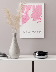 Resim New York Pembe Hari̇ta - Art Print - 50x70 cm 