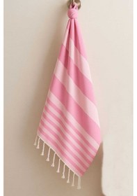 Resim Mimoza Unisex Peştemal Plaj Havlusu 100x180 Cm %100 Pamuklu Soft Pembe-açık Pembe Renkli 