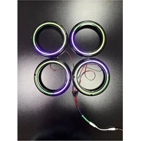 Resim Piksel Neon Ledli 20CM Peteksiz Hoparlör Midrange Çemberi 4kapak+Modül Kolay Montaj Jack Soketli 