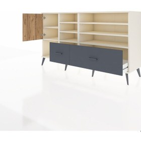 Resim Kronos Konsol 8 Raflı 2 Çekmeceli Tek Kapaklı 176x59x99 Aytaşı-ç Aytaşı-çam/antrasit 