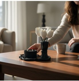 Resim Dekoratif Tepsi Seti Kalıcı Ve Şık Ev Aksesuarı Siyah 