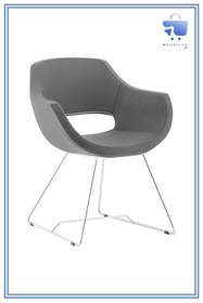 Resim White Furniture Ultra Krom Metal Ayak Poliüretan Deri Kumaş Rahat Ofis Bekleme Sandalyesi 