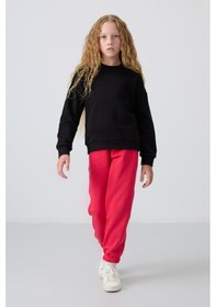 Resim Tommy Life Siyah Pamuklu İçi Tüylü Yumuşak Dokulu Oversize Nakışlı Kız Çocuk Sweatshirt - 75150 Siyah 