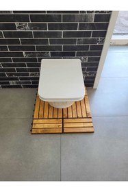 Resim Tahtakale Doğal Ahşap Kaydırmaz Klozet-duşakabin Paspası Kasa Model (60*60 Cm.) 