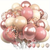 Resim 37 adet Allık Pembe Balonlar, Tozlu Pembe Altın Metalik Konfeti Gül Altını Krem Ten Rengi Balon Kızlar için Boho Doğum Günü Düğün Dekorasyon Malzemeleri Bridal Shower 