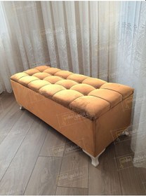 Resim Çizgi Kapitoneli Sandıklı Puf Bench 100 Cm Vizon 