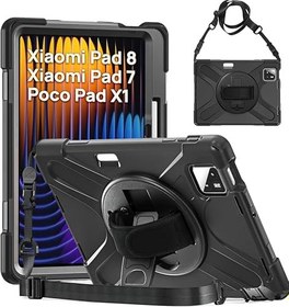 Resim Fogy Xiaomi Poco Pad X1 11.2 inç 2026 için Uyumlu Kılıf Tank Zırh Silikon Askılı Standlı Kılıfı 