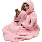 Resim 1 Adet Büyük Boy Kapüşonlu Battaniye - Ultra Yumuşak Şerpa Polar, Rahat Pembe Kapüşonlu Cepli Sweatshirt, Makinede Yıkanabilir, Çağdaş Stil, Ev ve Dış Mekan Kullanımı İçin Mükemmel, Sevimli Battaniye 