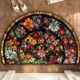 Resim Bu bir hilal şekilli hoşgeldiniz matı, bir mandala çiçek deseniyle tasarlanmıştır. Yıkanabilir ve girişler, yatak odaları, oturma odaları, çamaşır odaları ve verandalar için yerleştirilebilir. Hem çekici ev dekorasyonu hem de yaratıcı bir hediye olarak hizmet eder. 