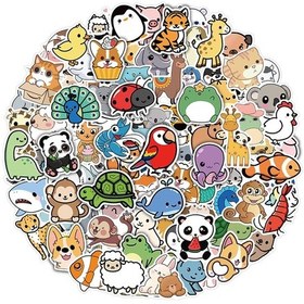 Resim Fosenze 100 Adet Çeşitli Hayvan Desenli Su Geçirmez Vinil Sticker Seti - Çocuklar İçin Laptop, Telefon, Skateboard, Suluk Sticker Paketi 