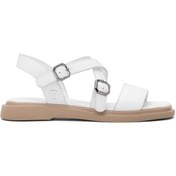 Resim Mammamia D25ys-5010 Kadın Hakiki Deri Düz Sandalet Beyaz Beyaz 