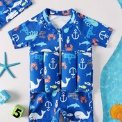Resim Havuz Kenarı Eğlencesi, lwersimmg Erkek Çocuklar için Okyanus Macerası Tek Parça Mayo - Yüzer, Esnek Polyester Fermuarlı, Sevimli Karikatür Deniz Canlıları Tasarımı, Kısa Kollu, Yuvarlak Yaka - Tüm Mevsimler İçin Mükemmel, Mavi, Erkek Çocuklar için Plaj Giyimi|Denizcilik Elemanları|Uyumlu Tasarım, Mayo 