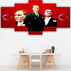 Resim Dekorme 5 Parçalı Atatürk Kanvas Tablo 110 x 60 cm 