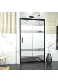 Resim Tekno Duş Black Capello 6mm Kumlama Cam 1 Sabit 1 Sürgü İki Duvar Arası Duşakabin Siyah 