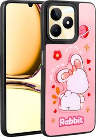 Resim Realme C53 Kılıf Parlayan Kabartmalı İkonik Figürlü Tchs Amas Silikon Kapak - Pembe Pembe 