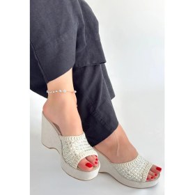 Resim Moka Bej Triko Dolgu Topuk Terlik - Lisinya 