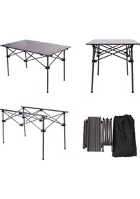 Resim Sportaj Taşınabilir Kamp Masası Alüminyum Gövde Kolay Kurulum 90x55x50cm Siyah 
