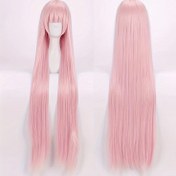 Resim Kadınlar için Anime Cosplay Peruk, 70cm Uzun Düz Pembe Saç, Isıya Dayanıklı, Tokalı Bone, Tıpkı Turna Görünümü Gibi, Partiler, Kongreler ve Festivaller için Uygun 