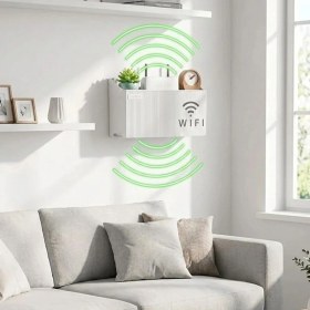 Resim Zenvia Duvar Tipi Wi-Fi Modem Saklama Kutusu(Beyaz) - Kablo Düzenleyici Router Raf Organizer (4887) 